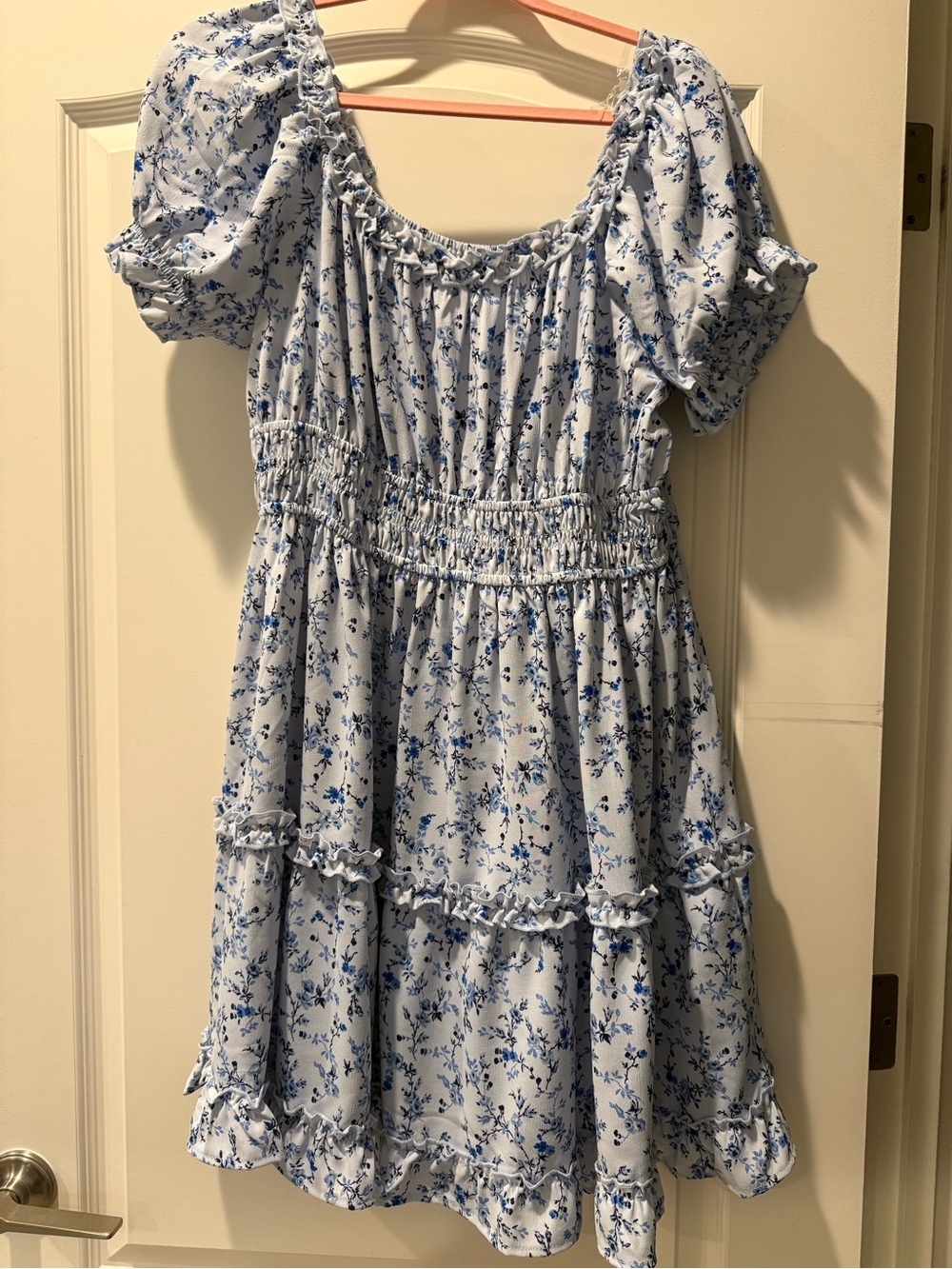 Inspired Hearts Blue Floral Puff-Sleeve Women’s Dress size 1X